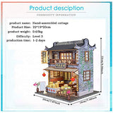 WYD DIY Chinese DIY Doll House Ancient Architecture Handmade Mini Wooden House Miniature Dollhouse Furniture Set Children Toys New Year Birthday Wedding Gift (Panxi Tea House)