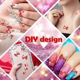 24 Pieces 3D Bows Nail Art Charms Rhinestones Bows Charms Pearl Bowknot Nail Accessory 3D Alloy Nail Art Decoration for Women Girls Nail Salon DIY Nail Decorations (Red)