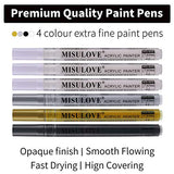 White Acrylic Paint Pens - Water Based, Permanent Markers, Extra-Fine Tip(0.7mm), for Rocks Painting Ceramic Glass Wood Fabric Canvas DIY Craft Making Supplies Scrapbooking and More(4 Colors/Set of 6)