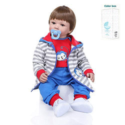 Lullaby Realistic Reborn Baby Doll Boy with Clothes 24 inch 60cm 1 year old Lifelike Toddler Boy Doll that Looks Real Play Set for Kids above 3 years old