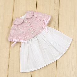 Fortune Days Cute Pink Bowknot Cloak + White Dress for 1/6 12" Blythe Doll or ICY Doll Best Gift