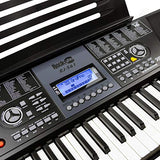RockJam 61-Key Electronic Keyboard Piano SuperKit with Stand, Stool, Headphones & Power Supply, Black - RJ561