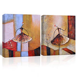 A Cup of Tea Twin Ballet Dancers Oil painting Wall Art hand painted on canvas Abstract picture Modern Walls Decor artwork for Home Living Room Bedroom, Unframed 2 Piece of 16"x24"