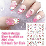 6PCS Mixed Cute Cartoon Nail Stickers for Nail Art, 3D Self-Adhesive Kawaii Nail Charms Anime Nail Decals, Nail Stickers for Women Girls Kids, Nail Gifts