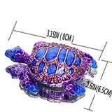 Waltz&F Purple Sea Turtle Figurine Collectible Hinged Trinket Box Bejeweled Hand-Painted Ring Holder