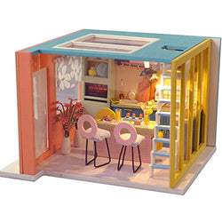 DIY Wooden Dollhouse Handmade Miniature Kit- Wooden Creative LED Light Room for Children and Teens (#2)