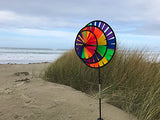 In the Breeze Best Selling Rainbow Triple Wheel Spinner- Ground Stake Included - Colorful Wind Spinner for your Yard and Garden