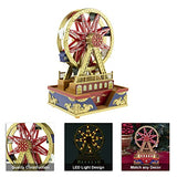Clever Creations Christmas Mini Ferris Wheel Music Box, LED Light Show Musical Decoration