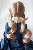 JD186 Double Curly Pony Doll Wig Kanekalon Fiber BJD Wigs (Pink, 8-9inch)
