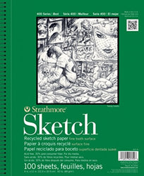 Strathmore 400 Series Recycled Sketch Pad, 11" 14" Wire Bound, 100 Sheets