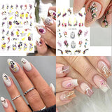 YOSOMK 9 Sheets Flower Nail Stickers for Nail Art Gold Foil Flower Self-Adhesive Nail Decals 3D Geometric Spring Flower Butterfly Nail Supplies Accessories for Women French Nail DIY Design Decoration