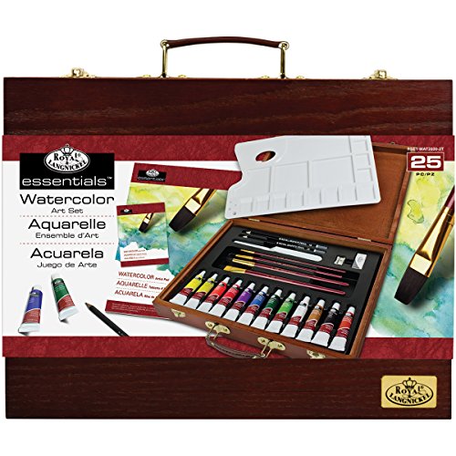 ROYAL BRUSH RSET-WAT2030 25 Piece Wooden Box Art Watercolor Painting Set
