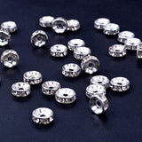 BoNaYuanDa 100pcs 8mm Silver Plated Crystal Rondelle Spacer Beads for jewelery making