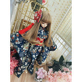 HMANE BJD Doll Clothes 1/3, Blue Printed Kimono Japanese Style Clothes Set for 1/3 BJD Doll (No Doll)