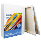 FIXSMITH Stretched White Blank Canvas - 12 x 16 Inch, Bulk Pack of 8, Primed, 100% Cotton, 5/8 Inch Profile of Super Value Pack for Acrylics,Oils & Other Painting Media.