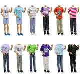 ZITA ELEMENT 12 Set of Quality 12 Inch Boy Doll Clothes for 11.5 Inch Girl Doll Boyfriend Doll Clothes Outfits, Included 6 Shirts Tops and 6 Pants for 12 Inch Boy Doll Clothing