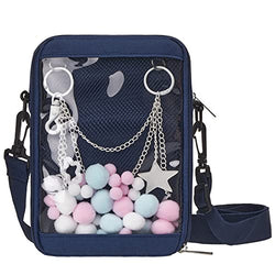 Ita Bag Small Clear Crossbody Bag Mini DIY Transparent Shoulder Messenger Bag Purse Grils Anime Satchels For Lolita Comic Cosplay Itabags For Women, Dark Blue