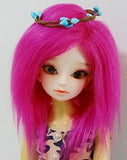 6-7 "16cm 7-8" (18-19CM) BJD Doll Fur and Feather Long Rose Red Hair Wig For 1/6 1/4 YOSD LUTS-KID MSD DOC LATI-BLUE