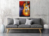 AMEMNY Guitar Wall Art Decor Oil Painting Style Music Wall Decor Abstract Canvas Art Guitar Decor for Music Classroom Living Room Gift for Music Lover Framed Ready to Hang