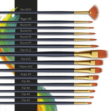 Quality Artist Paint Brush Set of 14 - Painting Brushes for Kids, Adults or Professionals and Easy to Use for Watercolor, Oil or Acrylic Painting - Perfect for Your Canvas, Paper or Fabric Styled Art