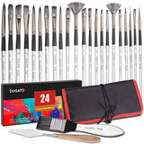 Professional Artist Paint Brush Set of 24-23 Different Shapes + Mixing Knife with Organizing Case, Painting Brushes Kit for Artist & Beginner, for Acrylic, Watercolor, Gouache, Oil, Pain by Number