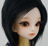 6-7 "16cm 7-8" (18-19CM) BJD Doll Fur and Feather Short Black Hair Wig For 1/6 1/4 YOSD LUTS-KID MSD DOC LATI-BLUE