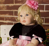 PURSUEBABY Magnetic Mouth Reborn Dolls 24 inch Real Life Size Reborn Toddlers Dolls Blonde Curly Hair Princess Girl Finna with Magnetic Pacifier Snuggle Soft Body Children Gift