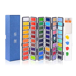 Watercolor Paint Set - 58 Assorted Colors Professional Travel Mini Portable Pocket Watercolor Field Sketch Set for Artist, Kids & Adults Field Sketch Outdoor Painting