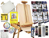 Artist Painting Set W/Table-Top & Full Easel, Art Painting Brushes, Paint Tubes, Painting Pads, Stretched Canvas, Painting Knives for Oil, Watercolor, Acrylic Painting & Art Sketch