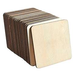 Wood Coasters - 24-Pack Square Wooden Drink Coasters, Unfinished Wood Cup Coasters for Home