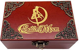 SIQI Music Jewelry Box Sailor Moon Plays Moonlight Densetsu 18 Note Wood Vintage Musical Box Collection Decoration Gift with Mirror and Lock for Christmas, Red