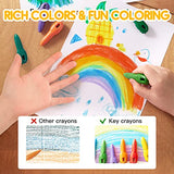 Jar Melo 12 Colors Key Toddler Crayons, Non-Toxic Easy to Hold Washable Crayons, Unbreakable Crayons for Kids Ages 2-8+ with 1 Lanyard 108 FREE PDF Activity Books Kids Gifts Back to School Supplies