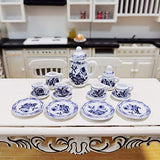 Shuohu Ceramic Teaware Model Bundle for 1/12 Scale Dollhouse, Pretend Play Kitchen Food Scene DIY Props