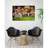 MMLUCK Art Deco Painting Wall Art Dogs Playing Pool Pool Billiards Picture Printed on canvasLiving Room Bedroom Decoration -40x60cm