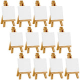 US Art Supply Artists 2"x2" Mini Canvas & Easel Set Painting Craft Drawing - Set Contains: 12