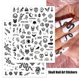 8 Sheets Halloween Nail Stickers Skull Goth Nail Decals 3D Self Adhesive Nail Art Supplies Gothic Punk Snake Skull Skeleton Ghost Nail Stickers for Acrylic Nail Art Decoration DIY Manicure Tips