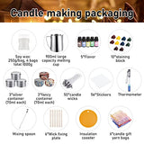 92 Pcs Candle Making Kit, Soy Candle Wax Set,Including Candle Make Pouring Pot( 900ML)Candle Craft Set, Wicks, Essences, Dyes, Melting Pot, Tins for Candle Making Beginners,Valentine's Day Present