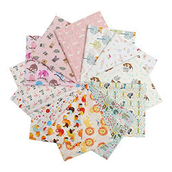 Chuanshui 12 PCS 17.5 x 10.5 inches (44 x 25 cm) 100% Cotton Craft Fabric Bundle for Patchwork 12 Different Pattern Pre-Cut Quilting Fabric Fat Eighths Square for DIY Craft Sewing (Cartoon Pattern)
