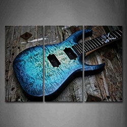 Guitar in Blue Looks Magical Lies On Wooden Wall Art Painting The Picture Print On Canvas Music Pictures for Home Decor Decoration Gift