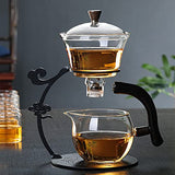 RORA Glass Teapot Set Glass Automatic Lazy Tea Set Magnetic Rotating Kungfu Heat-Resistant Teapot Set