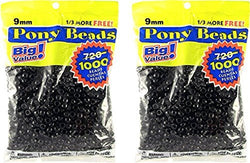 Darice 06121-2-04 1000 Count Pony Beads, 9mm, Opaque Black (2 packs)