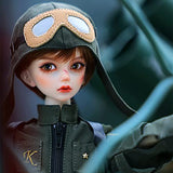 ZDD BJD Doll 1/4 Full Set Ball Jointed Pilot Doll 17inch DIY Makeup Toys with Outfit Shoes Wig Hair, Best Surprise Gift for Girl/Boy