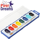 36 Pack - Watercolor Paint Sets for Kids - Quality Wood Brush - Washable - Nontoxic - 8 Vibrant Colors - Closable Lid - School or Party Bulk Pack