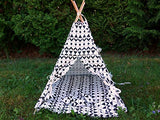 Miniature Teepee Tent with Mattress and Pillows for 1/4 Scale BJD Doll Handmade