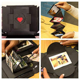 TSJ Creative Explosion Gift Box with 4 Face for Memory DIY Scrapbook Handmade Photo Album Birthday Valentine's Day Anniversary Proposal Surprise Box (Black)
