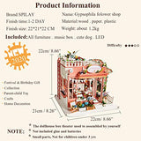 DIY Dollhouse Miniature with Wooden Furniture Kit,Handmade Mini Home Craft Model Plus with Dust Cover & Music Box,1:24 Scale Creative Doll House Toys for Teens Adult Gift (Gypsophila Folower Shop)