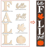 PARBEE Hello Fall Y'all Wood Letters Fall Porch Sign Large Letter Unfinished Cutouts Wooden Decoration for Fall Thanksgiving Farmhouse Decorative Wood Sign, 8 Inch