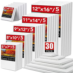 30 Pack Canvases for Painting with 4x4", 5x7", 8x10", 9x12", 11x14", 12x16", Painting Canvas for Oil & Acrylic Paint