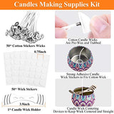 Candle Making Pouring Pot, Thrilez 103 Pieces Candle Craft Tools with Candle Pouring Pot, 50Pcs Wax Wicks, 50Pcs Wick Stickers, Candle Wicks Holders and Mixing Spoon, DIY Wax Making Kit for Beginner