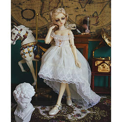 HMANE BJD Doll Clothes 1/4, White Sleeveless Crinkled Dress for 1/4 BJD Dolls - No Doll